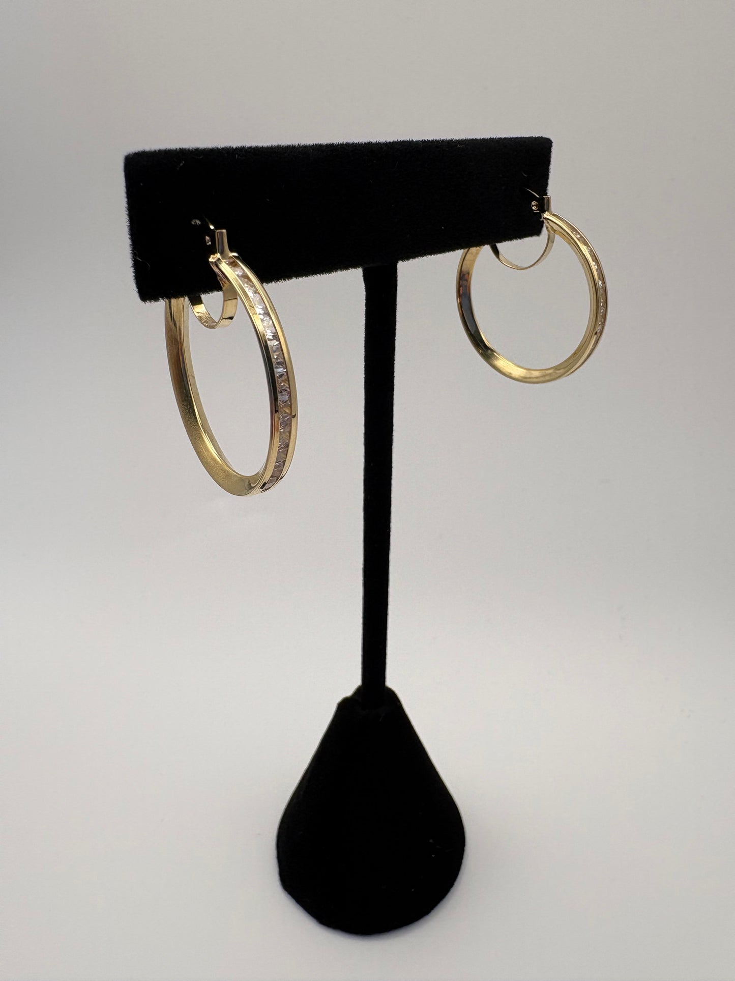Gold hoop Earrings 10k 3mmx26mm