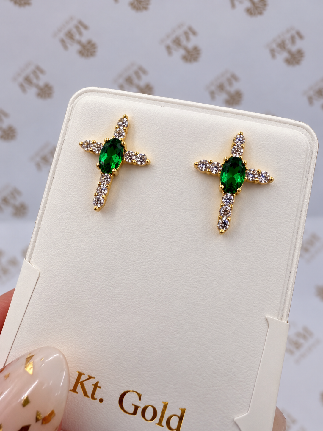 Cross earrings 14k