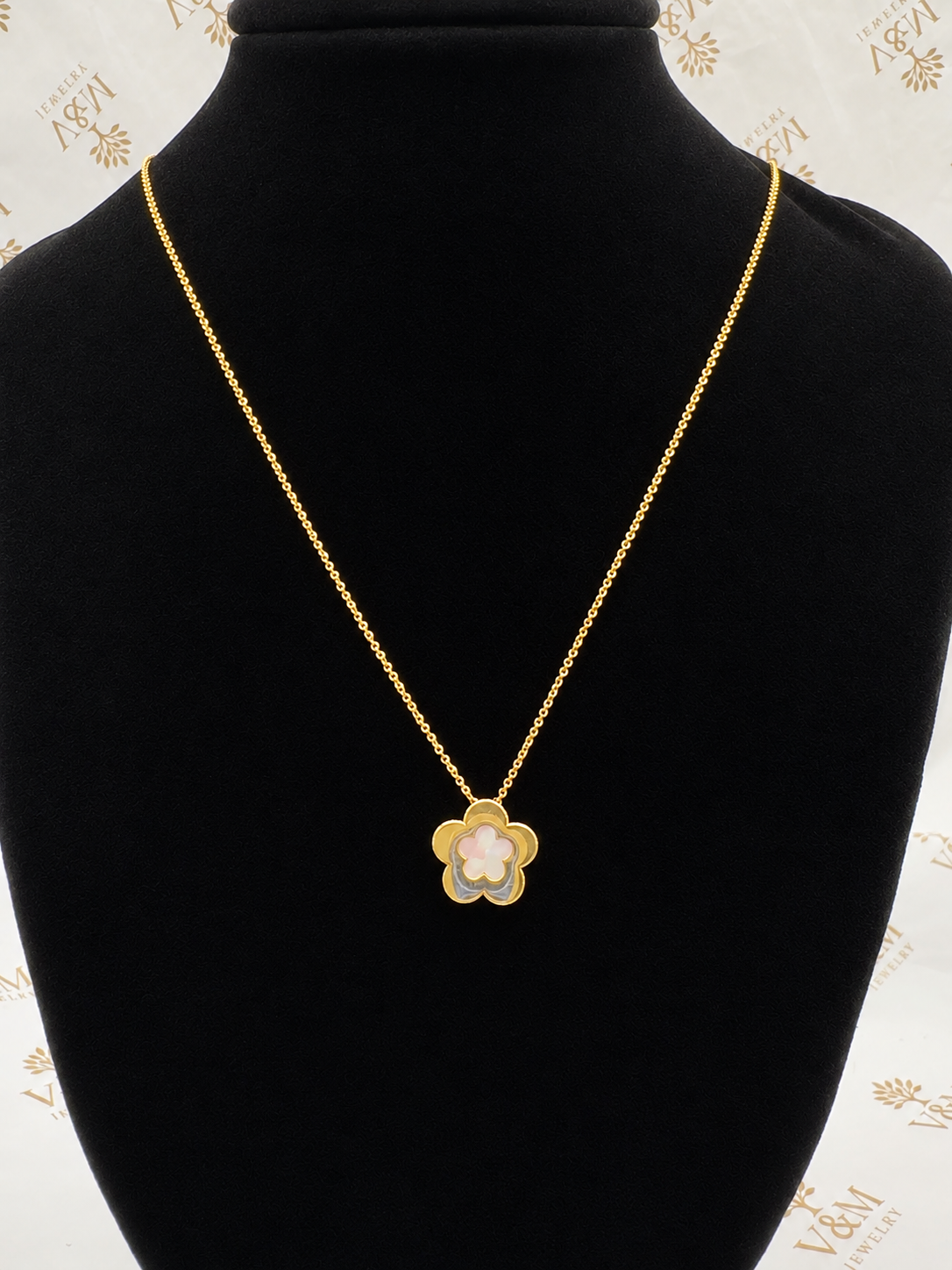 Fancy flower chain 14k