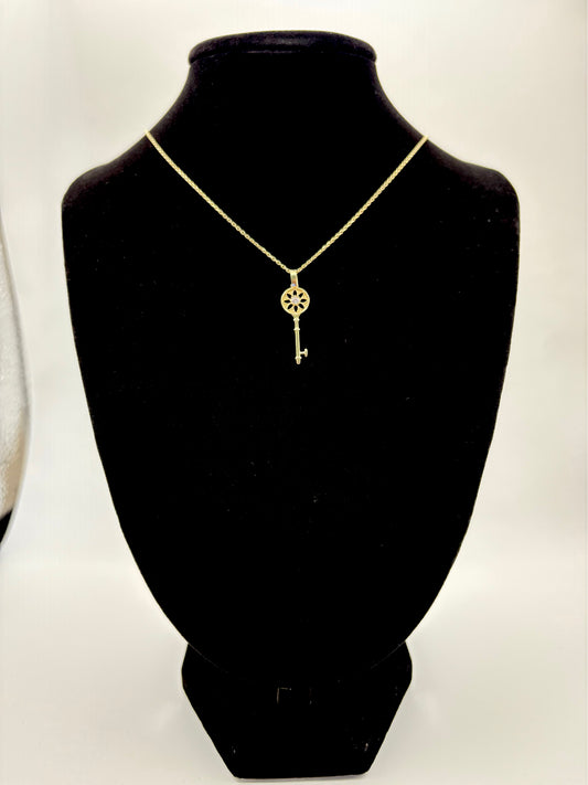 Fancy Chain Key with Flower 10k