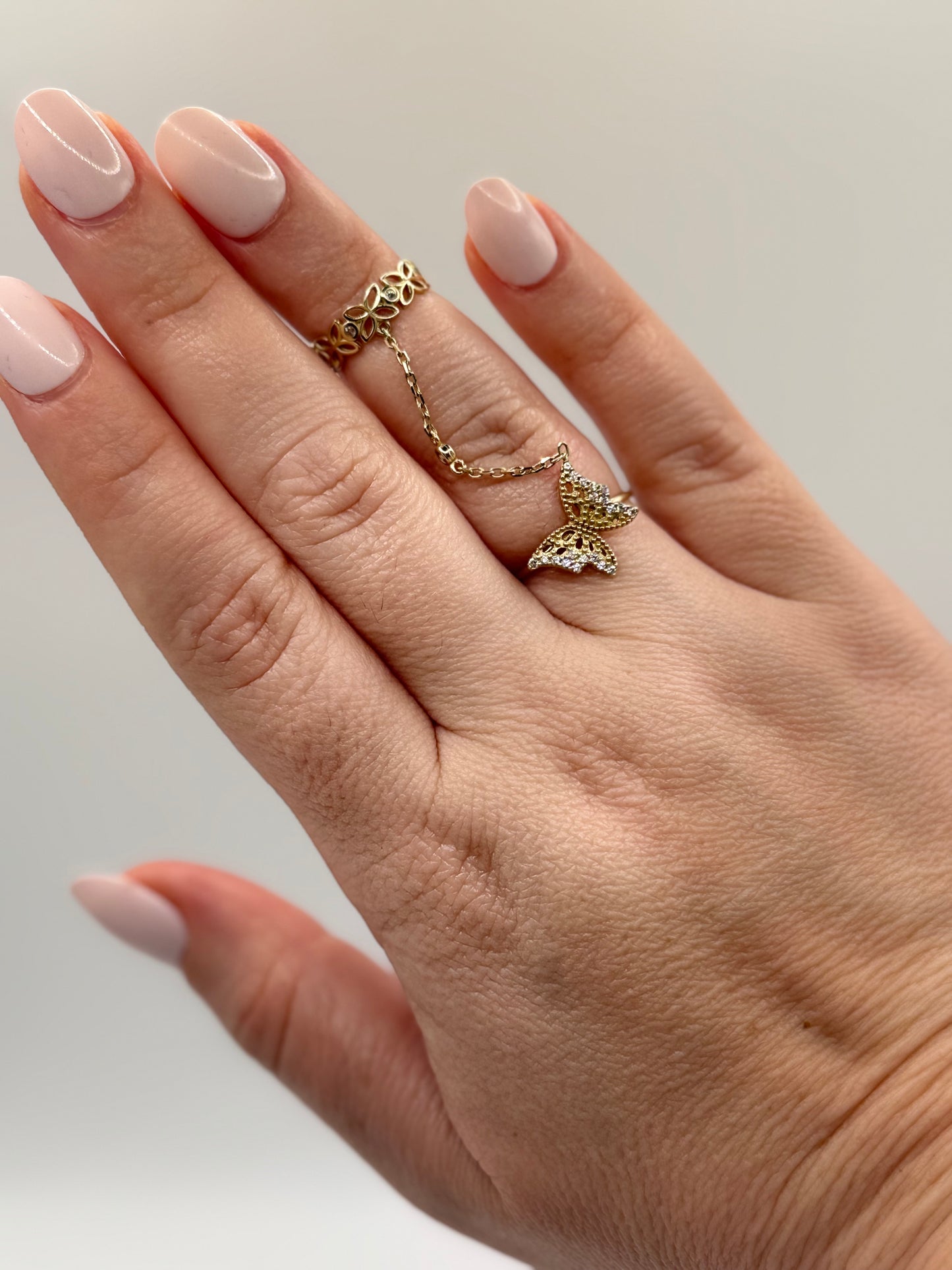 double butterfly ring 10k