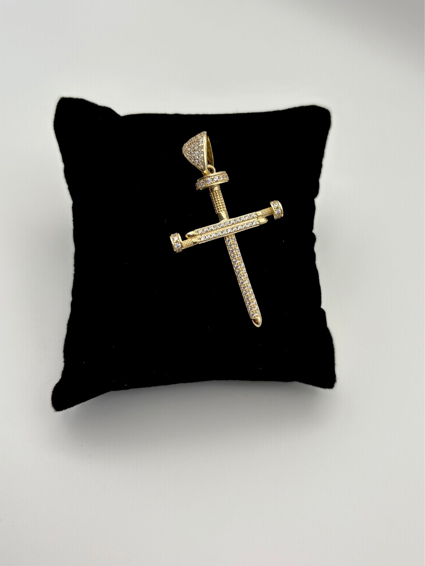 Nail cross diamond pendant 10k