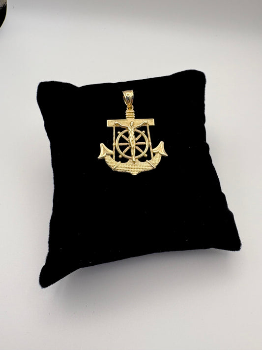 Anchor & Jesus pendant 10k