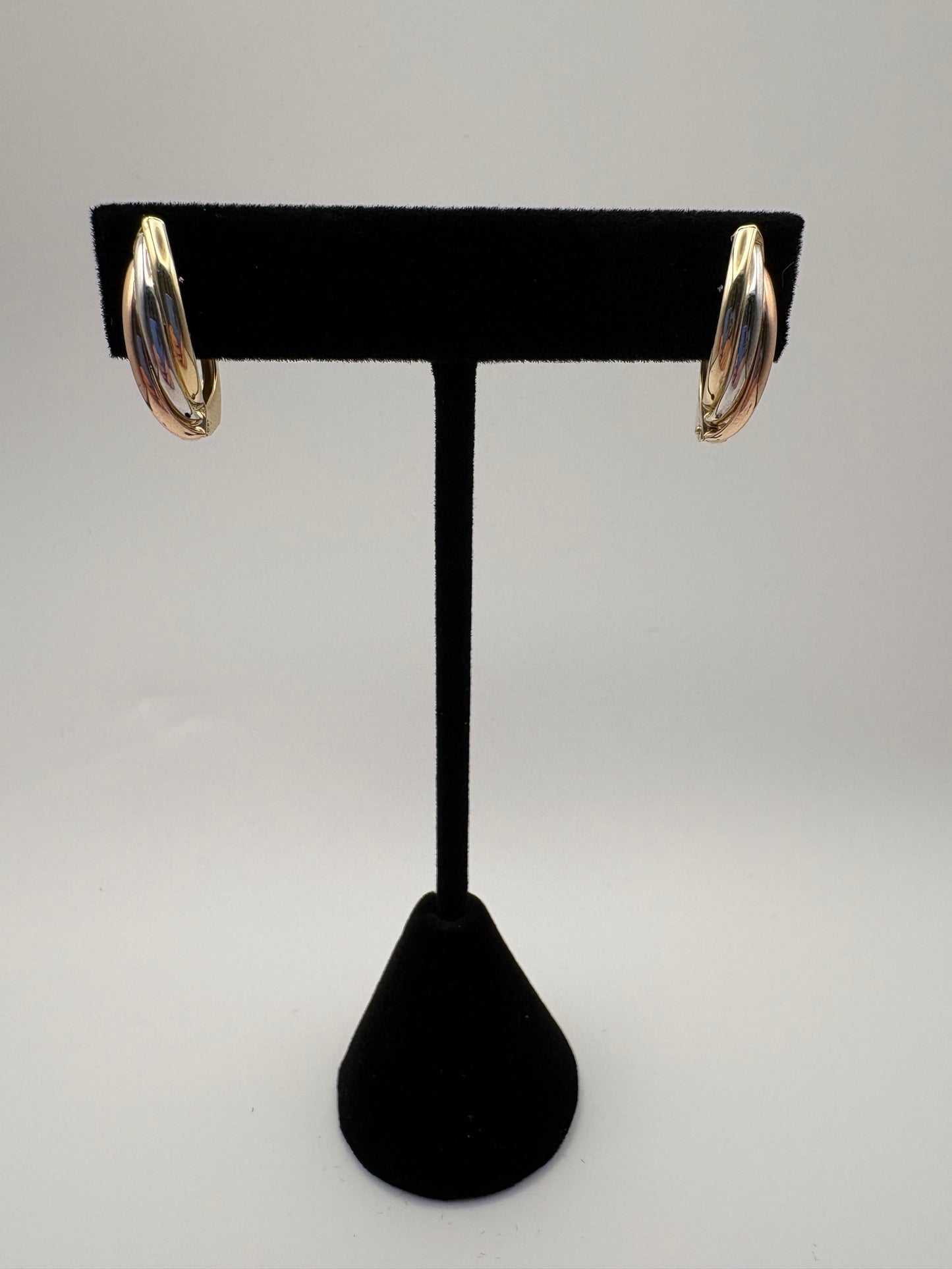 Tri -tone gold earring