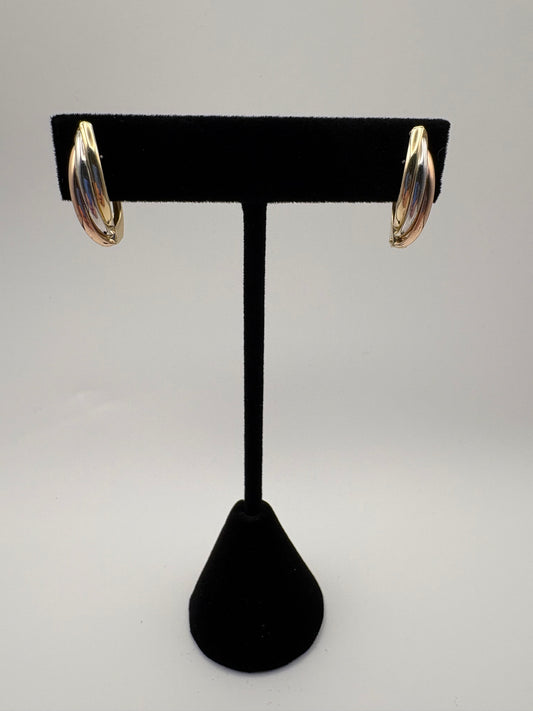 Tri -tone gold earring