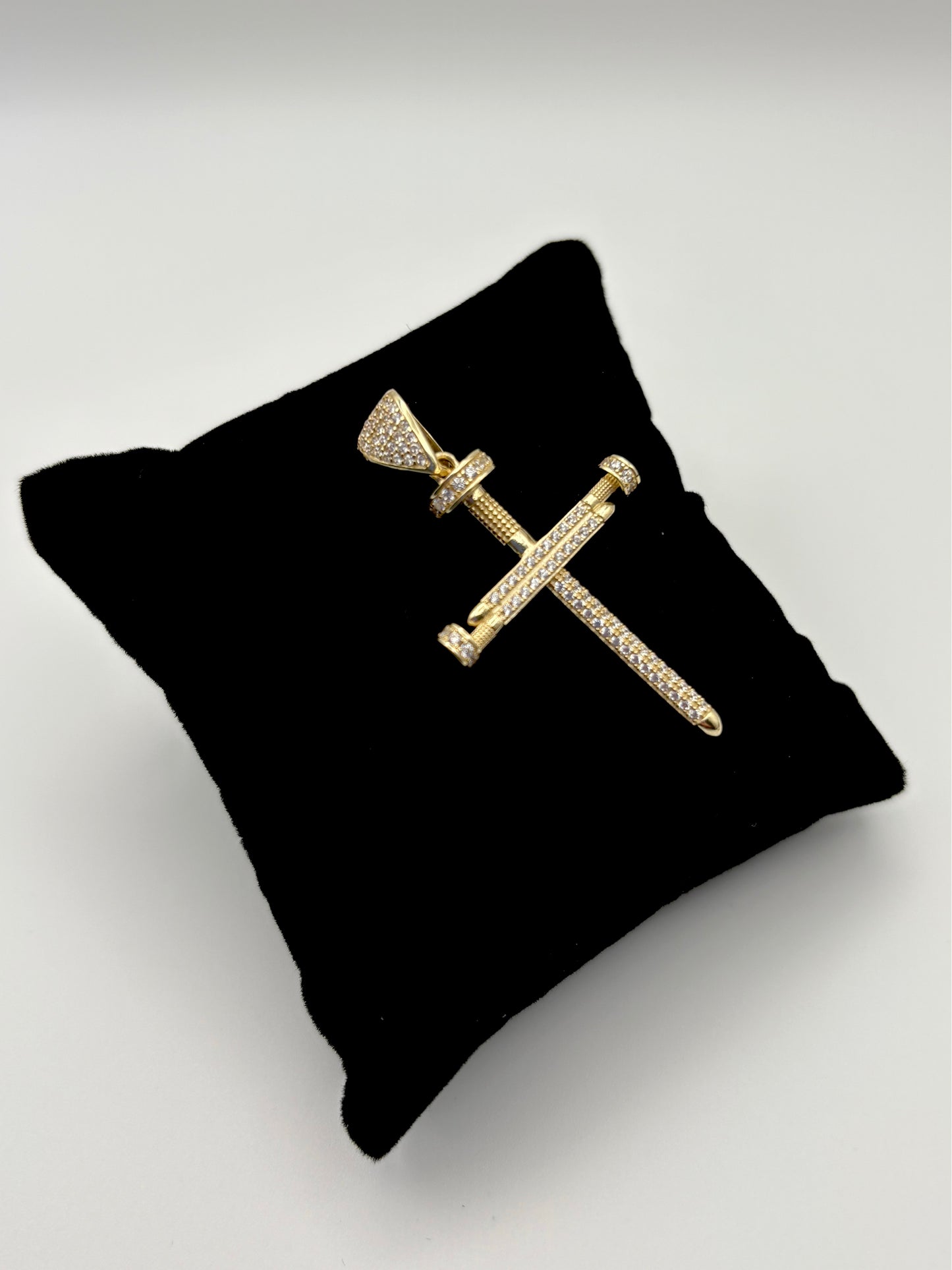 Nail cross diamond pendant 10k