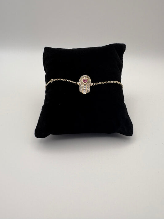 Red heart hand bracelet 10k