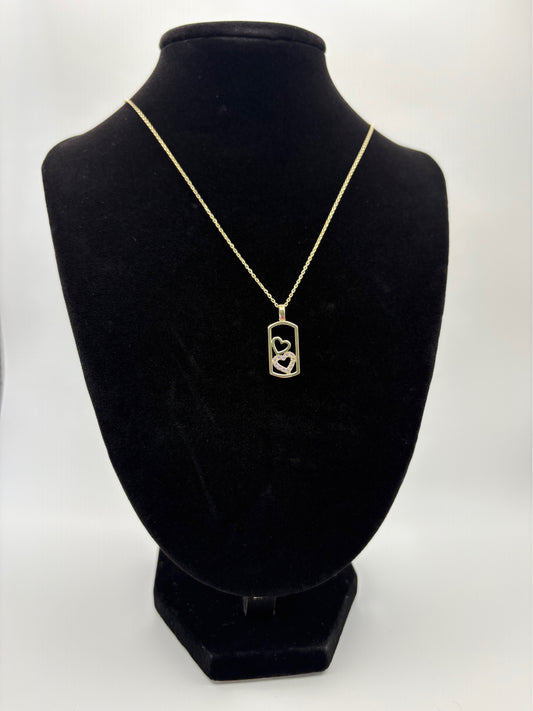 10k Fancy Chain two framed Hearts