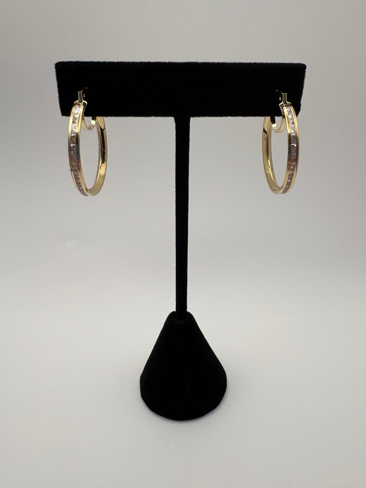 Gold hoop Earrings 10k 3mmx26mm