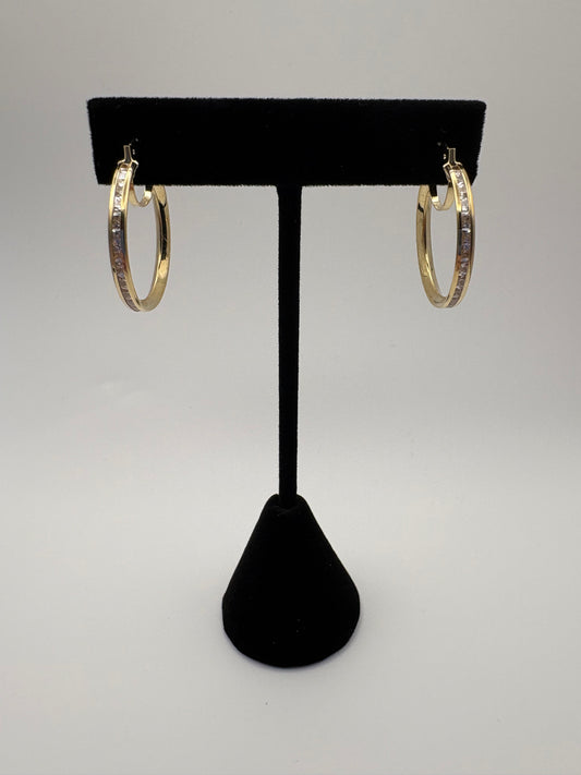 Gold hoop Earrings 10k 3mmx26mm
