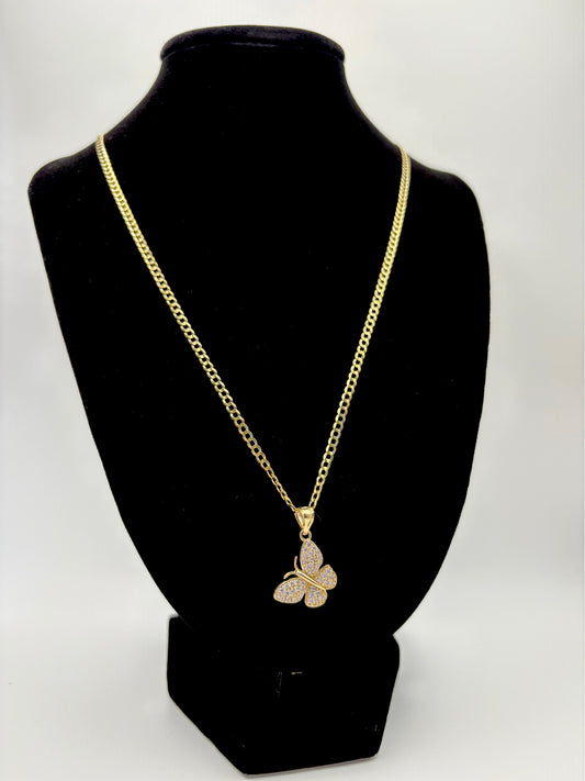 Butterfly Cz pendant 10k