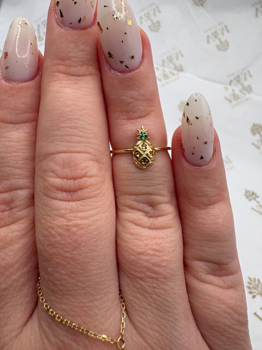 Anillo medio dedo piña 14k size 4-/