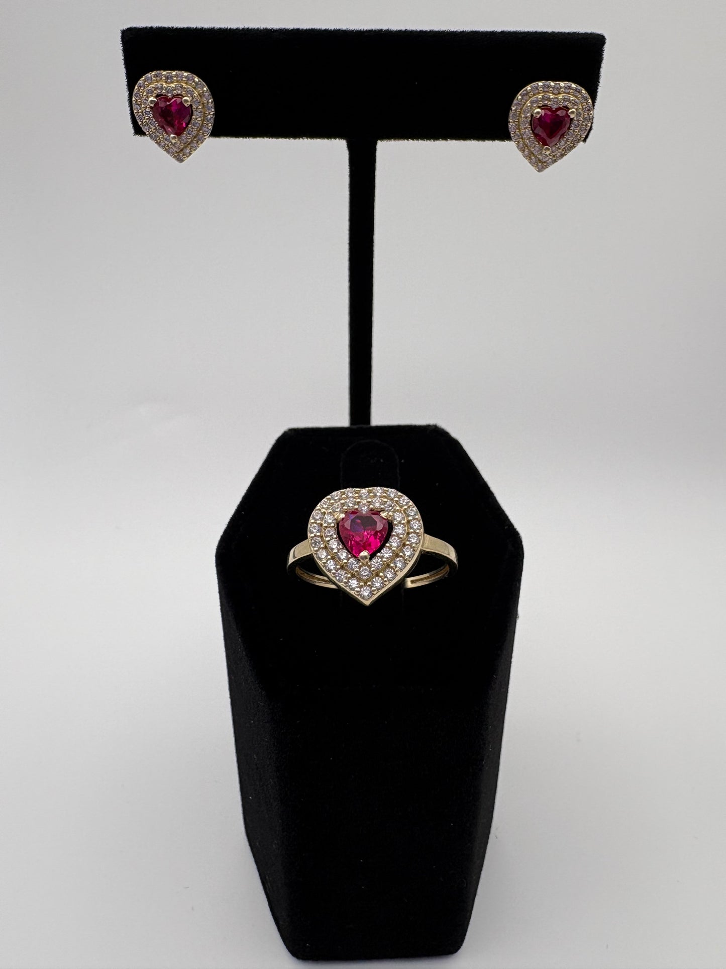 Heart ring stone /earring duo 10k