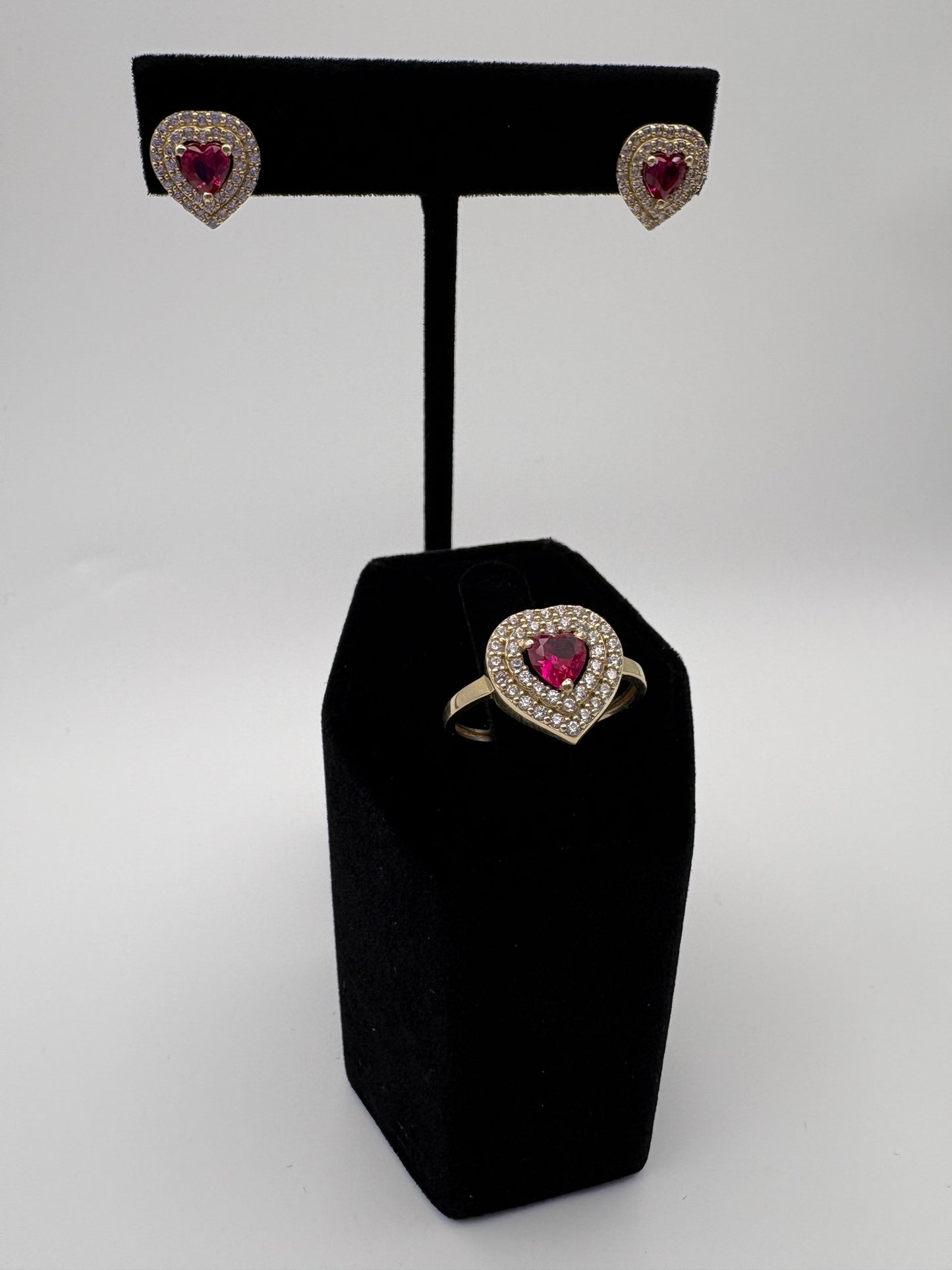 Heart ring stone /earring duo 10k
