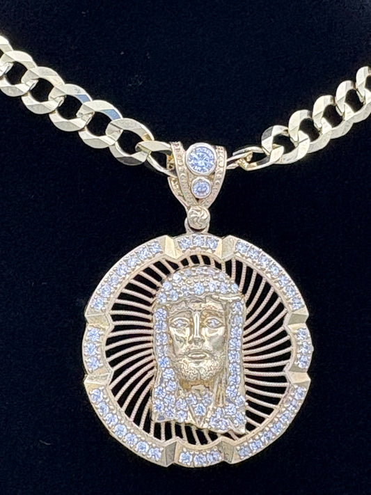 10k Jesus Head Circle pendants